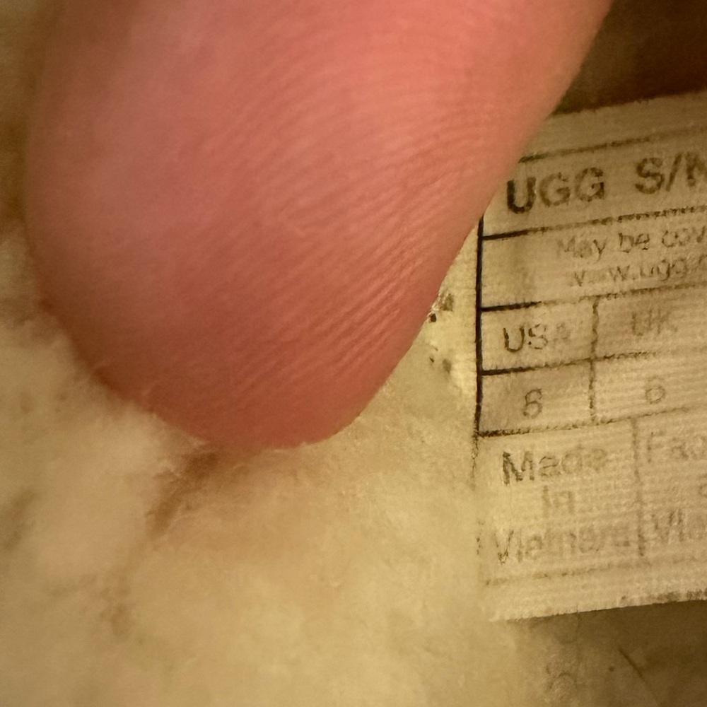 UGG Chestnut Suede Shearling Lined Slippers with Cream Fur Trim - Picture 7 of 7